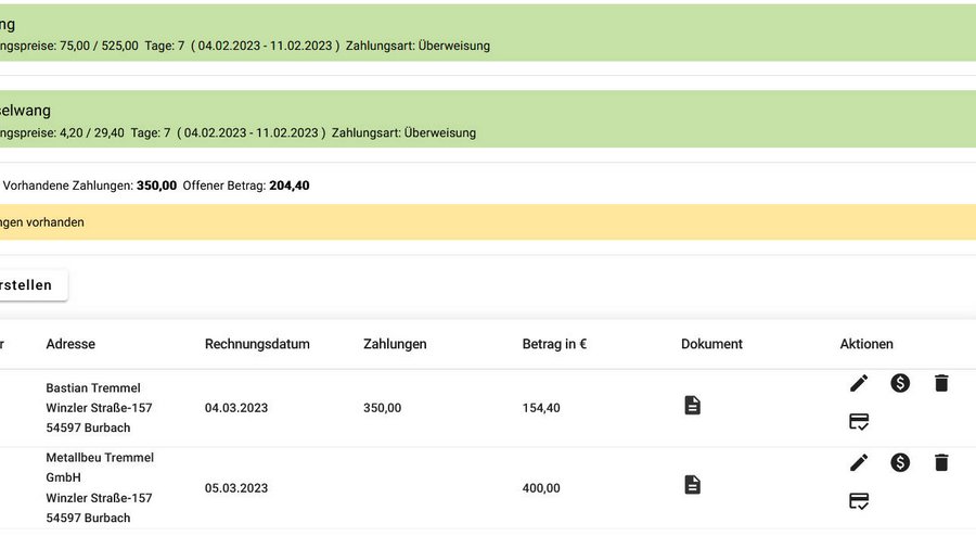 Rechnung ferienwohnung pdf